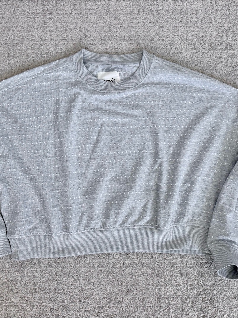 Aerie Light Gray Women's Crewneck Sweater with dot detail